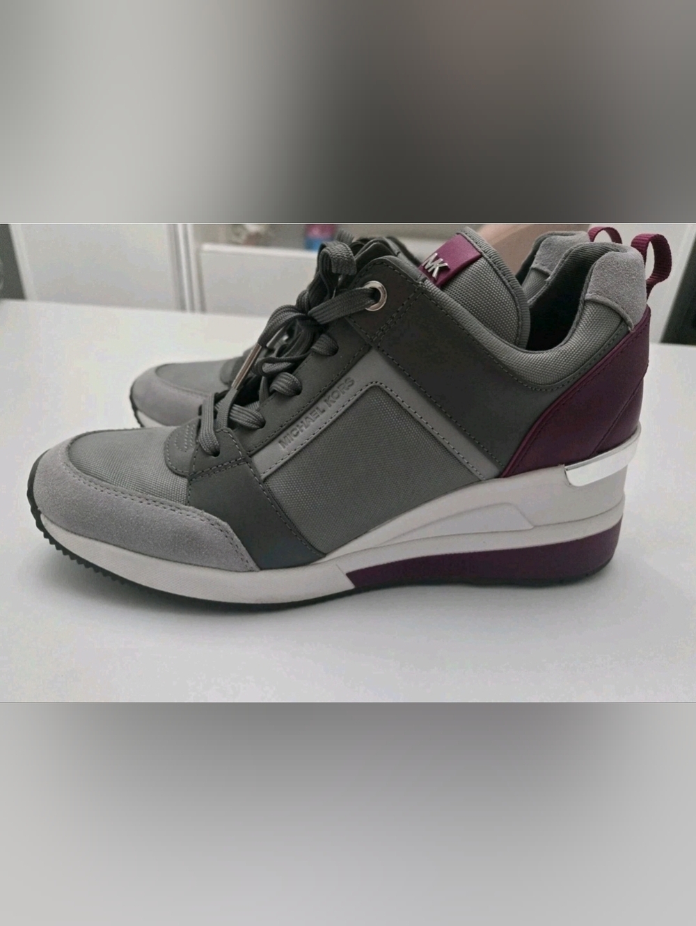 Michael Kors Wedge Sneaker Grey/Purple Sz 8.5